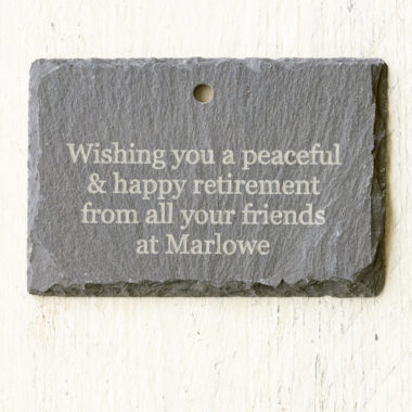 A personalised engraved hanging garden slate.