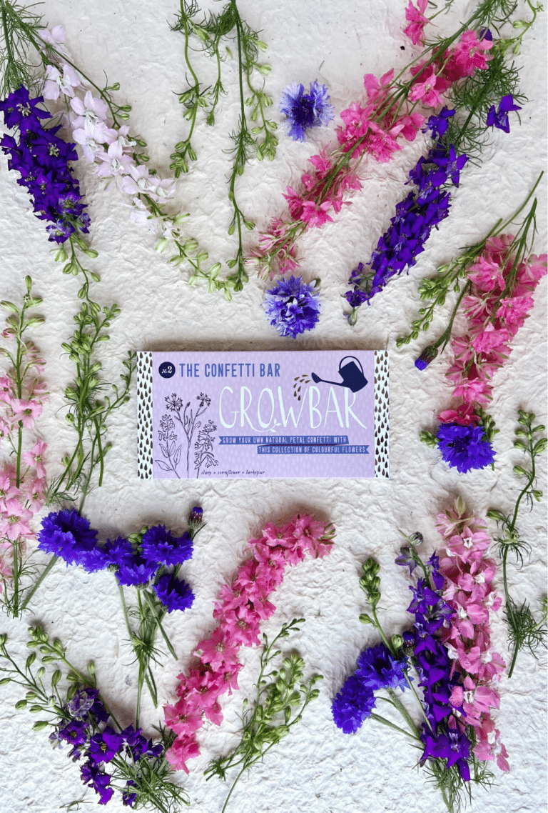 The Confetti Bar being shown with the different vibrant flowers from the bar.