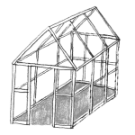 Illustration of an empty glass greenhouse.