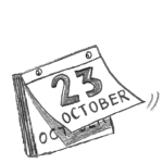 Illustration of a calendar showing the date 23rd October.