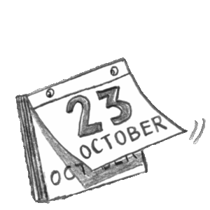 Illustration of a calendar showing the date 23rd October.